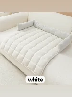 White corduroy pet sofa mat