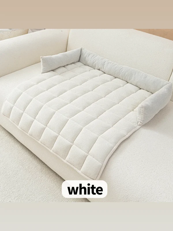 White corduroy pet sofa mat