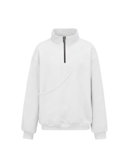 White kangaroo pouch microfleece pullover