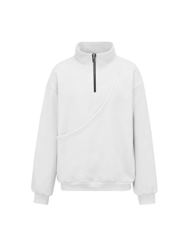 White kangaroo pouch microfleece pullover