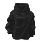 Black unisex fleece pet carrier hoodie with front pet pouch