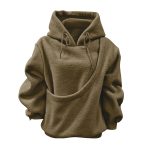 Brown unisex fleece pet carrier hoodie with front pet pouch