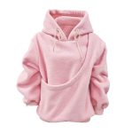 Pink unisex fleece pet carrier hoodie with front pet pouch