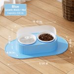 Blue slanted cat bowl dimensions