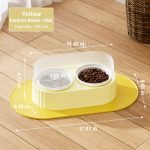 Yellow slanted cat bowl dimensions
