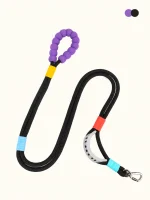Hands-free rope dog leash in Black with a cushioned handle and metal clip