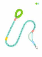 Hands-free rope dog leash in Mint Green with a cushioned handle and metal clip