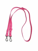 Dragon fruit pink waterproof dog leash with two silver snap hooks on a white background