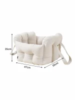 White portable pet car seat with dimensions