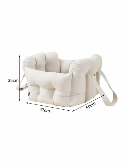 White portable pet car seat with dimensions